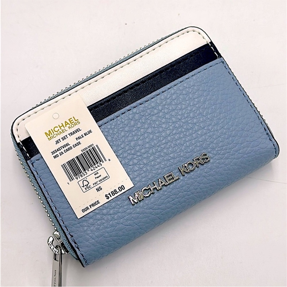 Michael Kors Jet Set Travel Medium Zip Around Color-Block Wallet Card Case - Picture 2 of 11